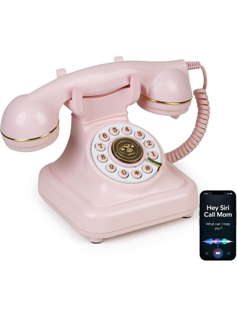 Vintage Bluetooth Retro Phone with Voice Assistant, Wireless Home Telephone